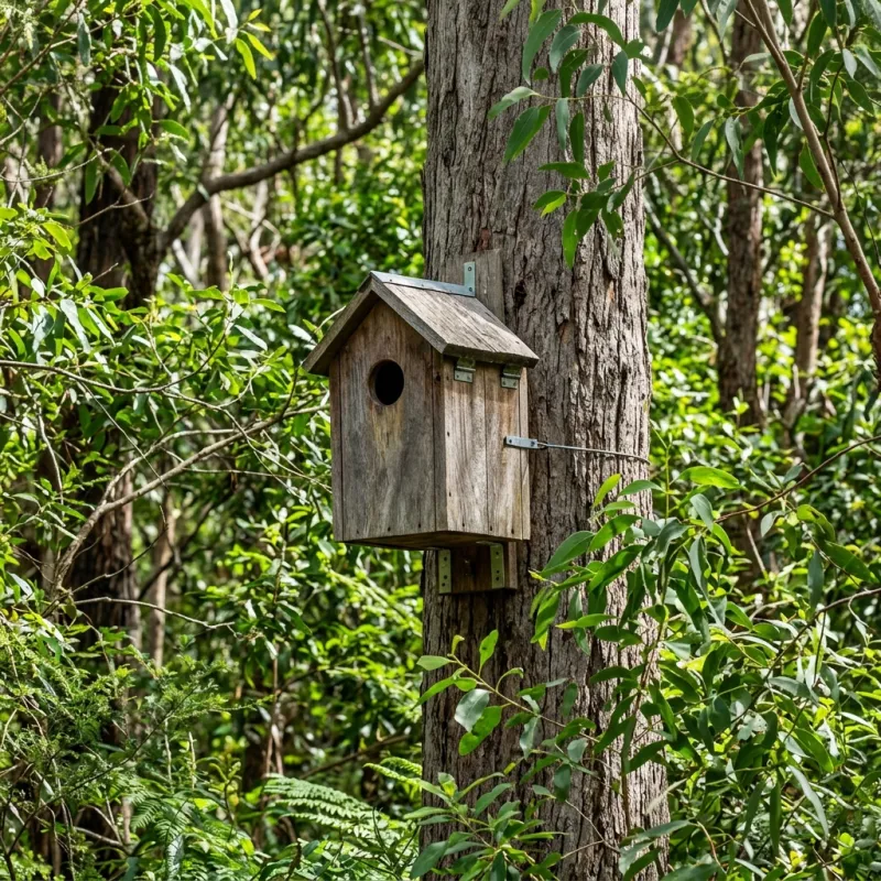 Animal nesting box installed as a humane alternative to a Montrose roof cavity