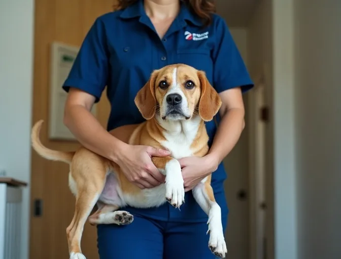 Technician respectfully transporting a deceased dog in Montrose